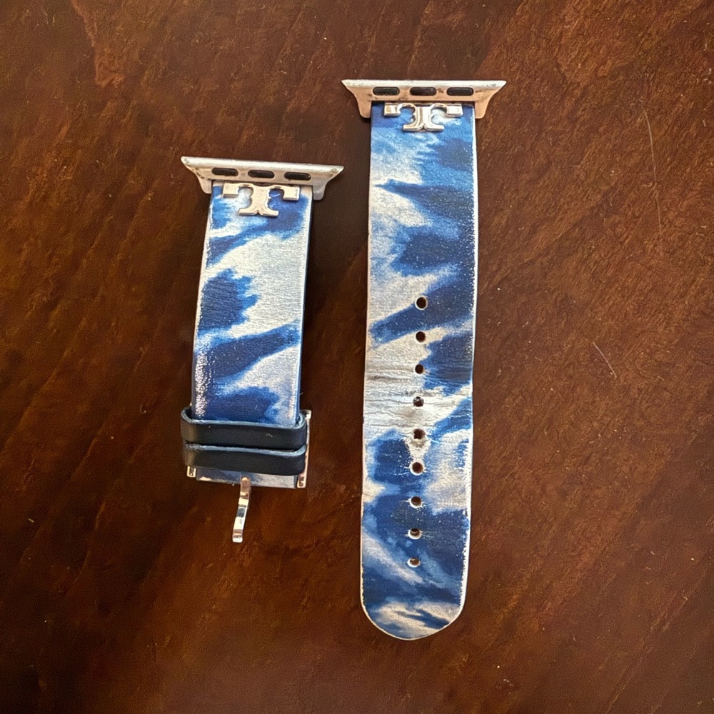 USED Tory Burch Apple Watch Tie Dye Replacement Strap Band 38mm 40mm Blue
